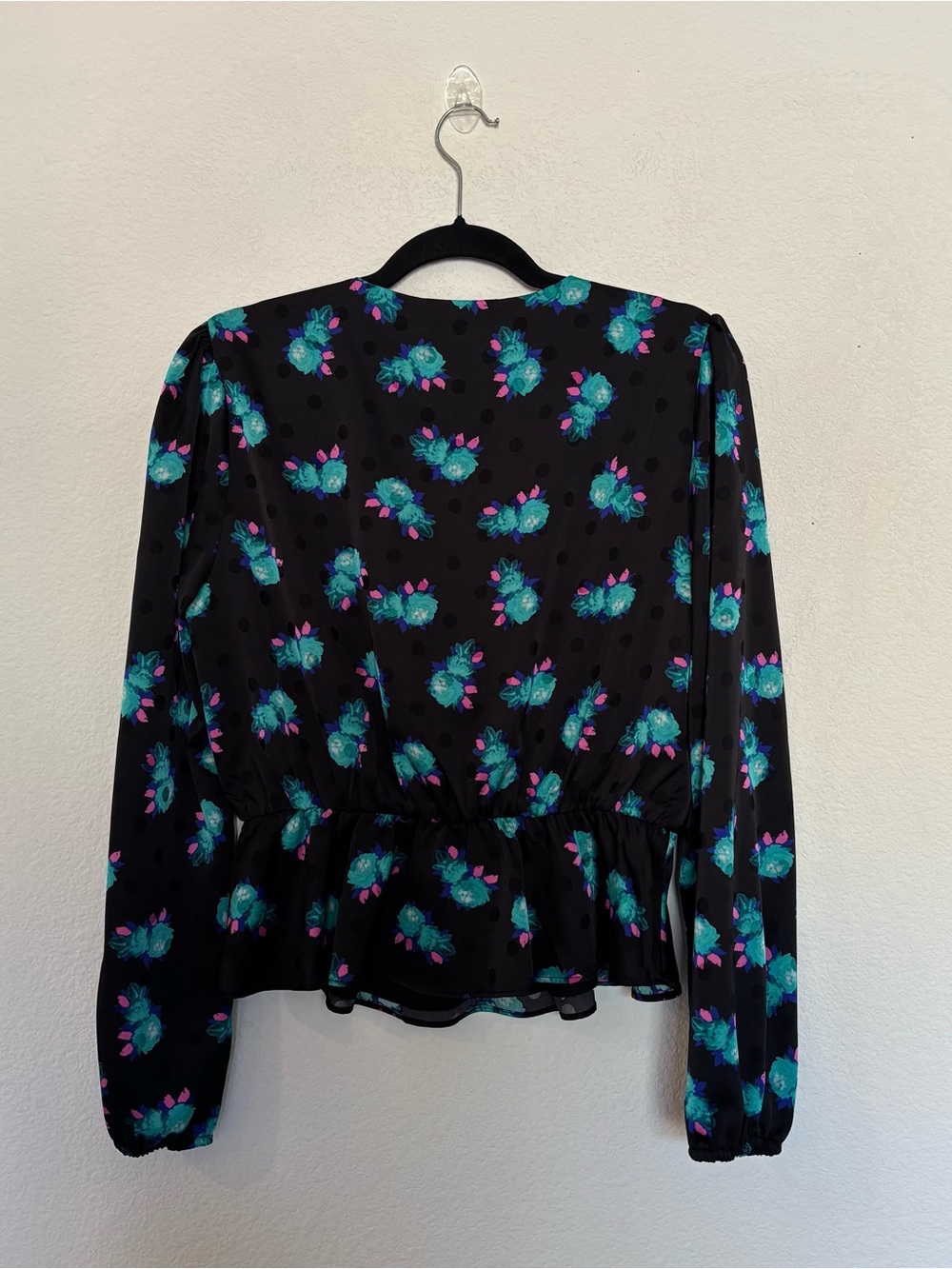 WAYF Floral Polka Dot Peplum Long Sleeve Blouse - Picture 5 of 6